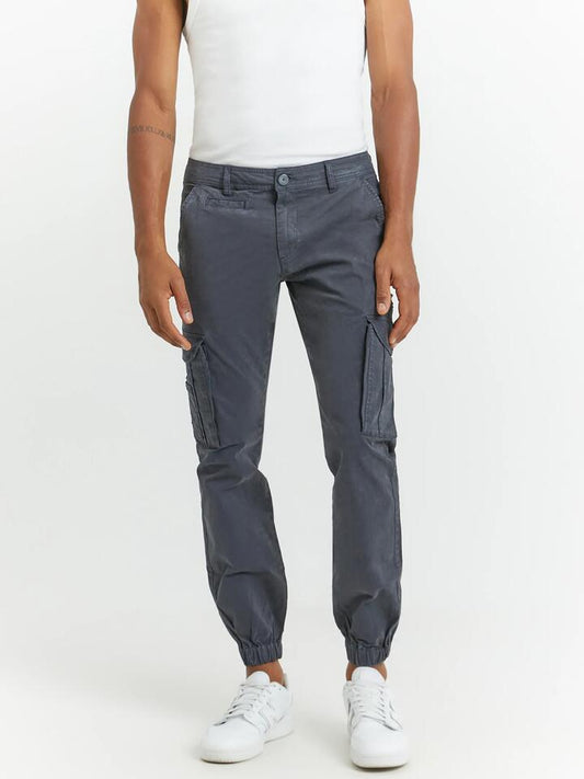 Image of a model wearing Pants. Productname: Henleys Eagle Cargo Pants in Navy colour by brand - Henleys