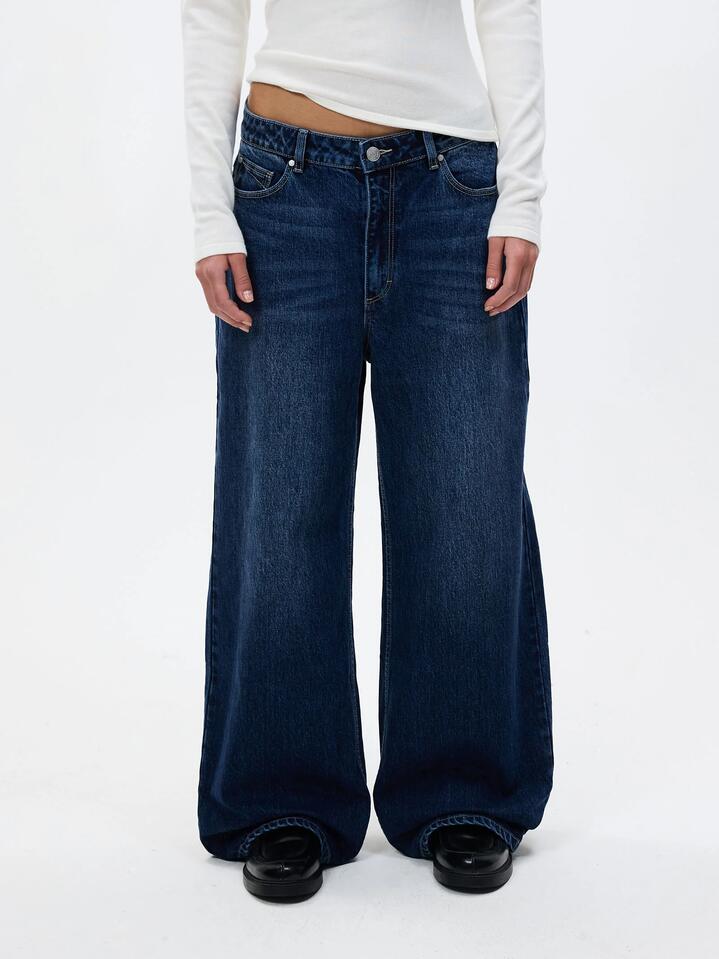 Image of a model wearing Denim. Productname: MSE Baggy Jean in Indigo colour by brand - MSE