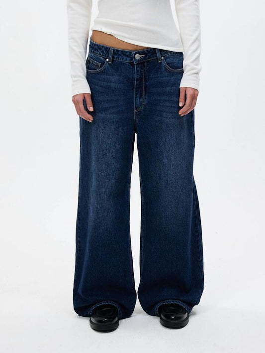 Image of a model wearing Denim. Productname: MSE Baggy Jean in Indigo colour by brand - MSE