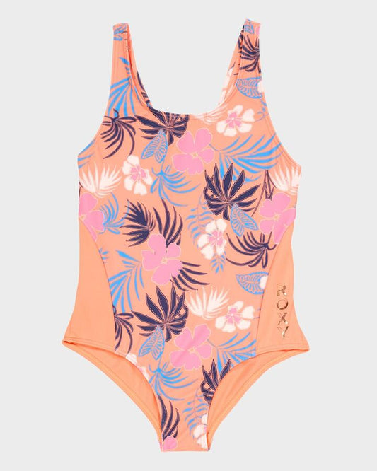Image of Swimwear. Product name - Roxy Girls 6-16 Active Floral One Piece Swimsuit Coral Chic Call Of The Wild in Coral Chic Call Of The Wild colour by brand - Roxy