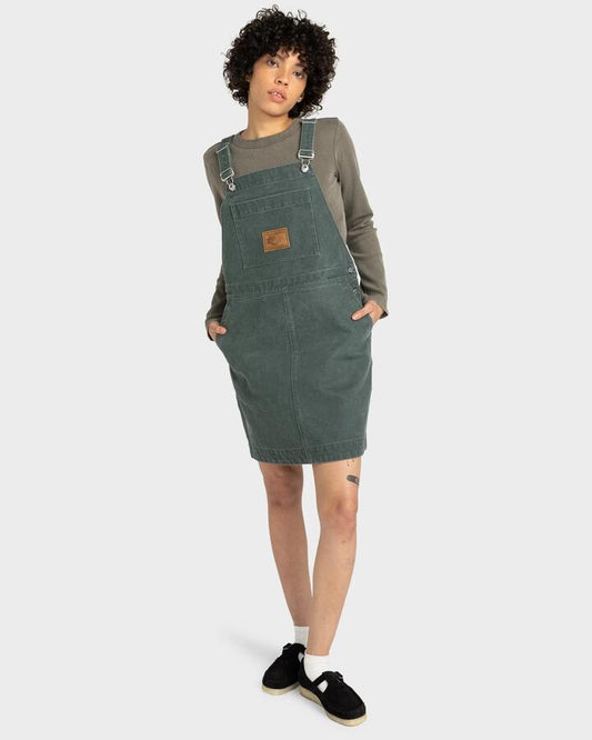 Image of Dresses. Productname: Element Womens Dungaree Canvas Mini Dress Ardoise - in Ardoise colour by brand - Element