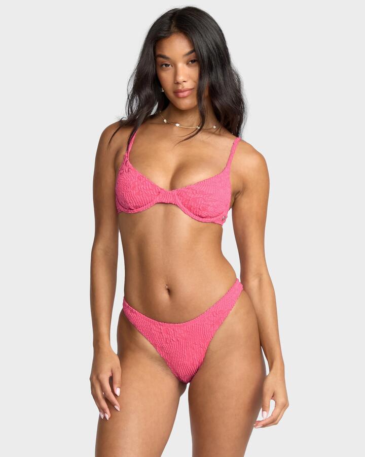 Image of Swimwear. Product name - Billabong Womens We'Re Wild Demi Underwire Bikini Top Paradise Pink in Paradise Pink colour by brand - Billabong