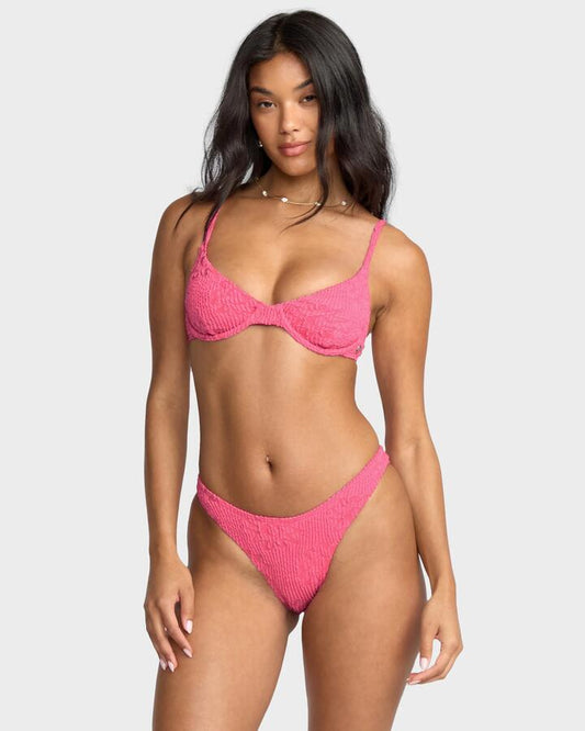Image of Swimwear. Product name - Billabong Womens We'Re Wild Demi Underwire Bikini Top Paradise Pink in Paradise Pink colour by brand - Billabong