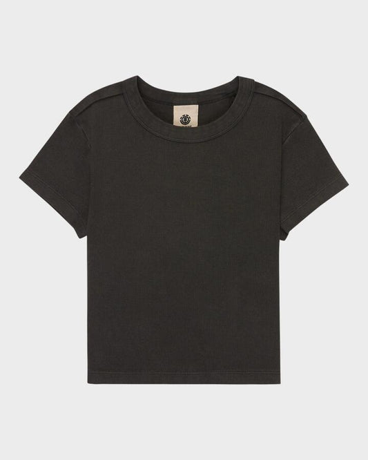 Image of T-Shirts. Product name - Element Womens Icon Crop T-Shirt Off Black in Off Black colour by brand - Element