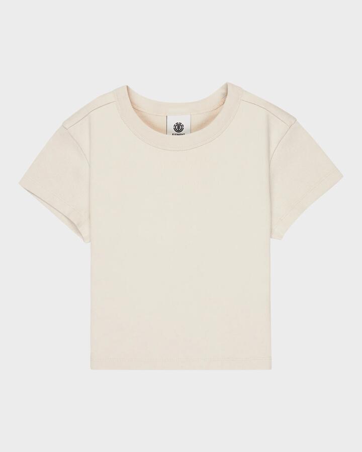 Image of T-Shirts. Product name - Element Womens Icon Crop T-Shirt Oat Milk in Oat Milk colour by brand - Element
