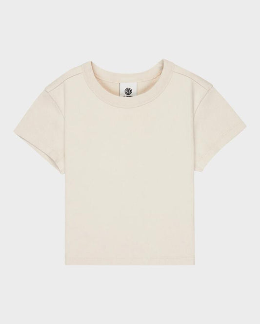 Image of T-Shirts. Product name - Element Womens Icon Crop T-Shirt Oat Milk in Oat Milk colour by brand - Element