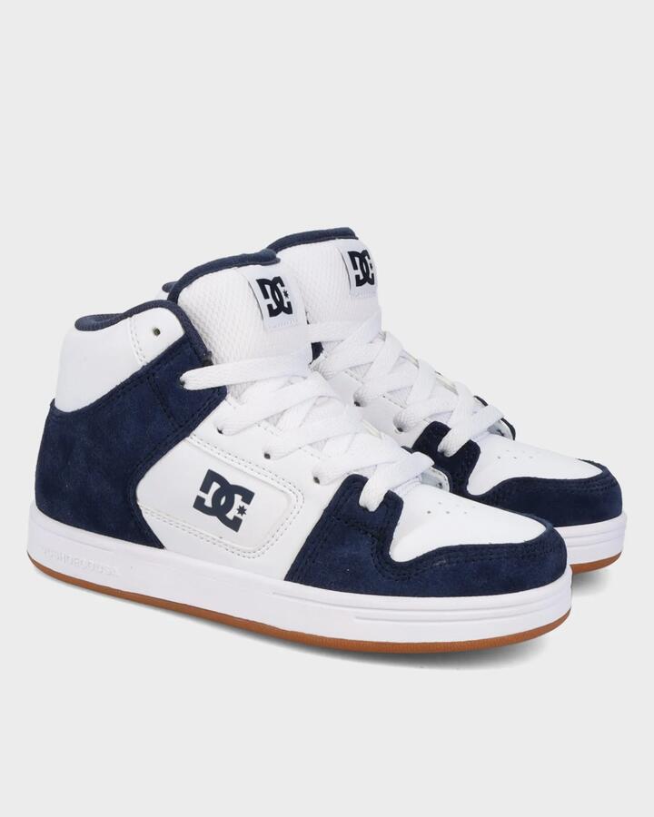 Image of Shoes. Product name - DC Shoes Boys 8-16 Manteca 4 Hi Skate Shoes White/Navy in White/Navy colour by brand - DC Shoes