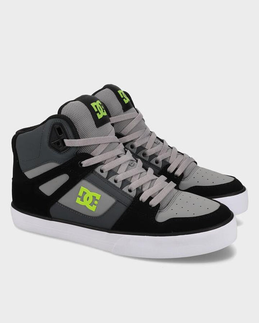 Image of Sneakers. Product name - DC Shoes Mens Pure High-Top Wc Sneakers Black/Lime in Black/Lime colour by brand - DC Shoes