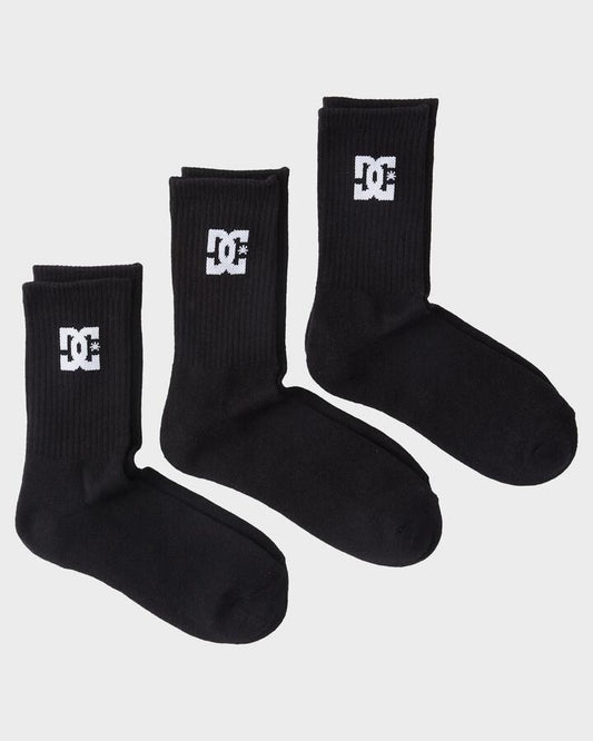 Image of Socks. Productname: DC Shoes Mens Spp 3 Pack Crew Socks Black - in Black colour by brand - DC Shoes
