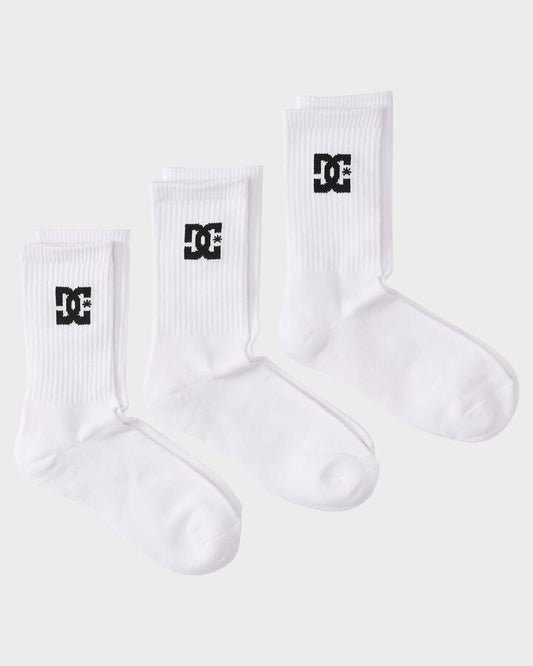 Image of Socks. Productname: DC Shoes Mens Spp 3 Pack Crew Socks Snow White - in Snow White colour by brand - DC Shoes
