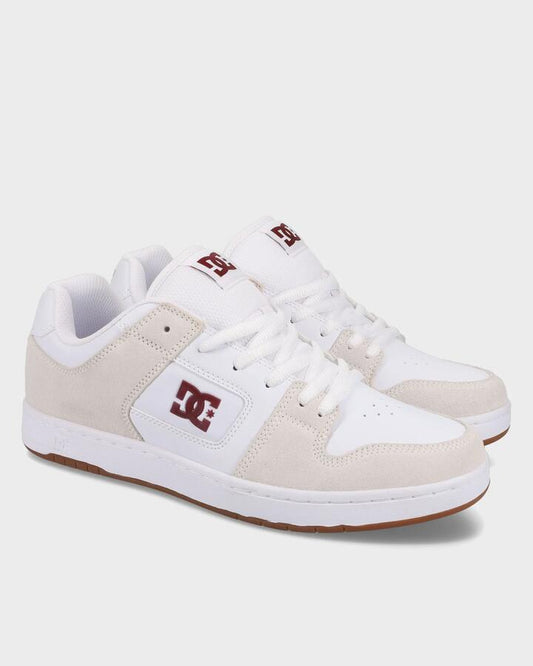 Image of Sneakers. Product name - DC Shoes Mens Manteca 4 Sneakers White/Maroon in White/Maroon colour by brand - DC Shoes