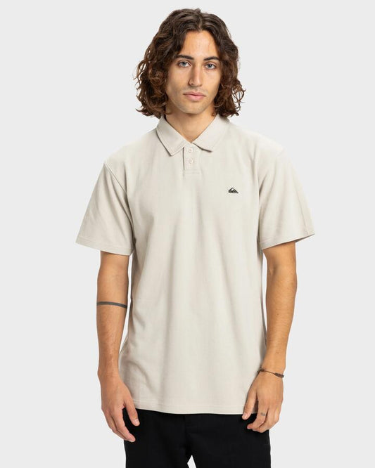 Image of a model wearing Shorts. Productname: Quiksilver Mens Mw Pique Polo Short Sleeve Shirt Moonstruck - in Moonstruck colour by brand - Quiksilver
