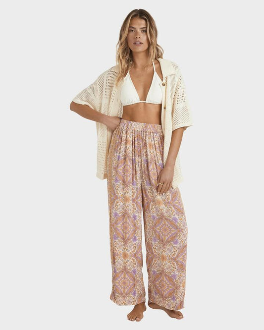 Image of a model wearing Pants. Productname: Billabong Womens Just For You Elastic Waist Pants Sunstone - in Sunstone colour by brand - Billabong