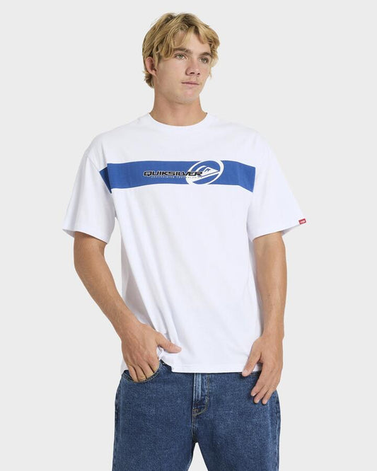 Image of T-Shirts. Productname: Quiksilver Mens Tilt Panel Knit T-Shirt White - in White colour by brand - Quiksilver