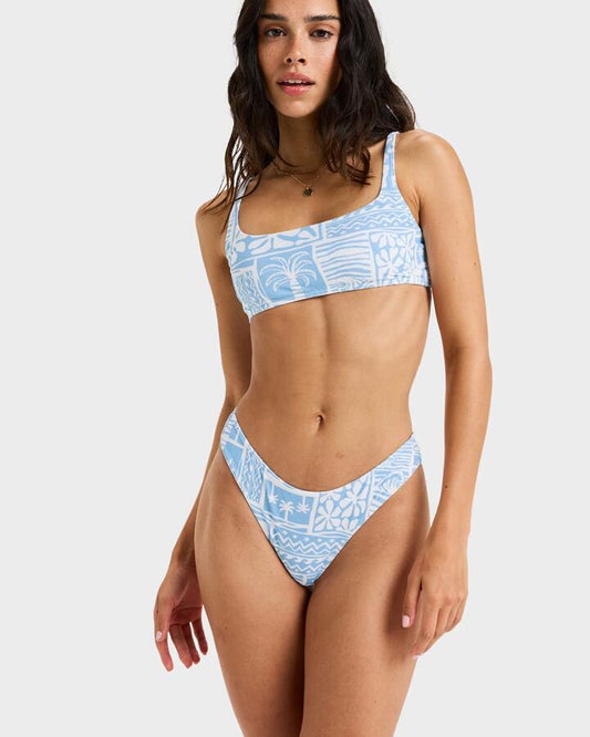Image of Swimwear. Productname: Roxy - Womens Wave Cheeky Bikini Bottom - Sky Blue Surfenirs - in Sky Blue Surfenirs colour by brand - Roxy