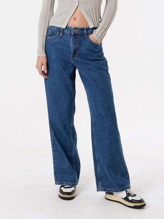 Image of a model wearing Denim. Productname: Thrills Billie Low Loose Jean in Rinsed Blues colour by brand - Thrills