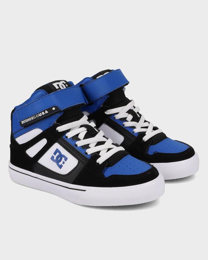 Image of Shoes. Productname: DC Shoes - Boys 8-16 Pure High Tip Ev Skate Shoes - Black/Blue/Wht - in Black/Blue/Wht colour by brand - DC Shoes