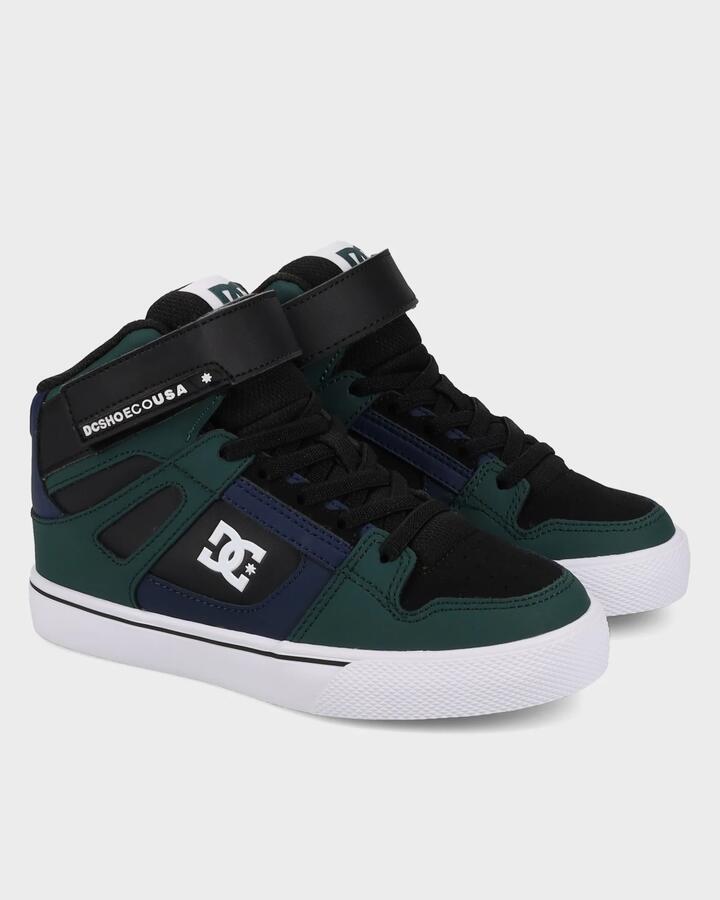 Image of Shoes. Productname: DC Shoes Boys 8-16 Pure High Tip Ev Skate Shoes Green/Navy/Black - in Green/Navy/Black colour by brand - DC Shoes