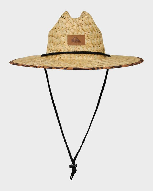Image of Hats. Product name - Quiksilver Mens Pierside Print Straw Hat Chocolate Brown Terra in Chocolate Brown Terra colour by brand - Quiksilver