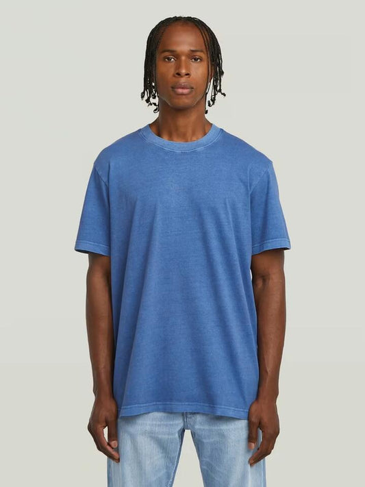 Image of a model wearing Tops. Productname: G-Star Overdyed Center Chest T-Shirt in Dutch Blue Gd colour by brand - G-Star