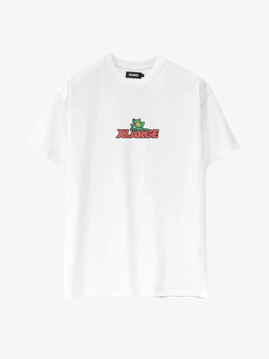 Image of a model wearing Tops. Productname: Xlarge Frog SS Tee in White colour by brand - Xlarge