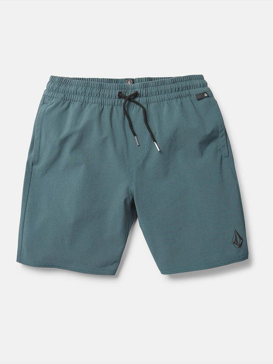 Image of a model wearing Shorts. Productname: Volcom Boys 8-16 Nomoly Hybrid Shorts Dark Slate - in Dark Slate colour by brand - Volcom