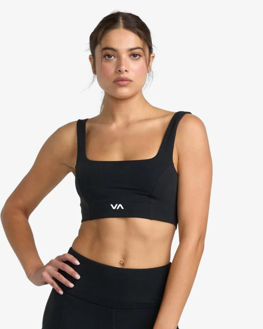 Image of Activewear. Productname: RVCA - Womens Va Square Neck Sports Bra - Black - in Black colour by brand - RVCA