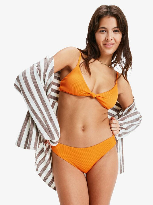 Image of a model wearing Tops. Productname: Roxy Womens Morning Time Long Sleeve Shirt Fondue Fudge Bella Stripe Vert - in Fondue Fudge Bella Stripe Vert colour by brand - Roxy