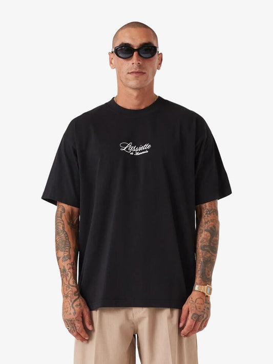 Image of a model wearing Tops. Productname: Zanerobe Lobster Tee in BLACK colour by brand - Zanerobe