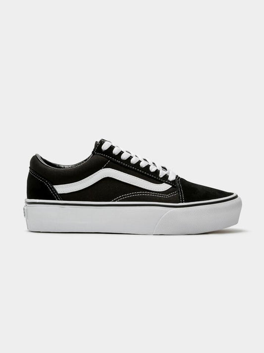 Image of Heels. Productname: Vans Womens Old Skool Platform Sneakers in Black/White colour by brand - Vans