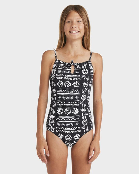 Image of Swimwear. Product name - Billabong Girls 6-14 Lost On You One Piece Swimsuit Black in Black colour by brand - Billabong