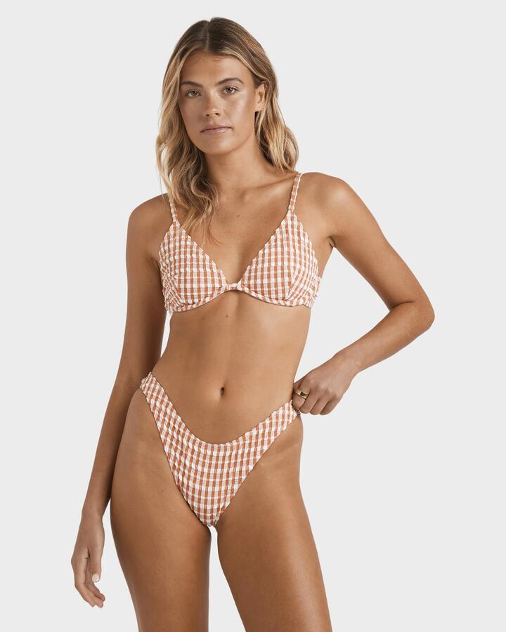 Image of Swimwear. Product name - Billabong Womens Wave Check Reese Underwire Bikini Top Tigerlily in Tigerlily colour by brand - Billabong