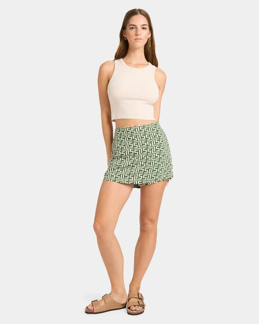 Image of a model wearing Skirts. Productname: Nunui - Womens Shayley Skort - Green - in Green colour by brand - Nunui