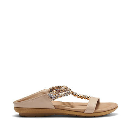 ELSABOR  Nude Women's Thongs Novo Sandals 10