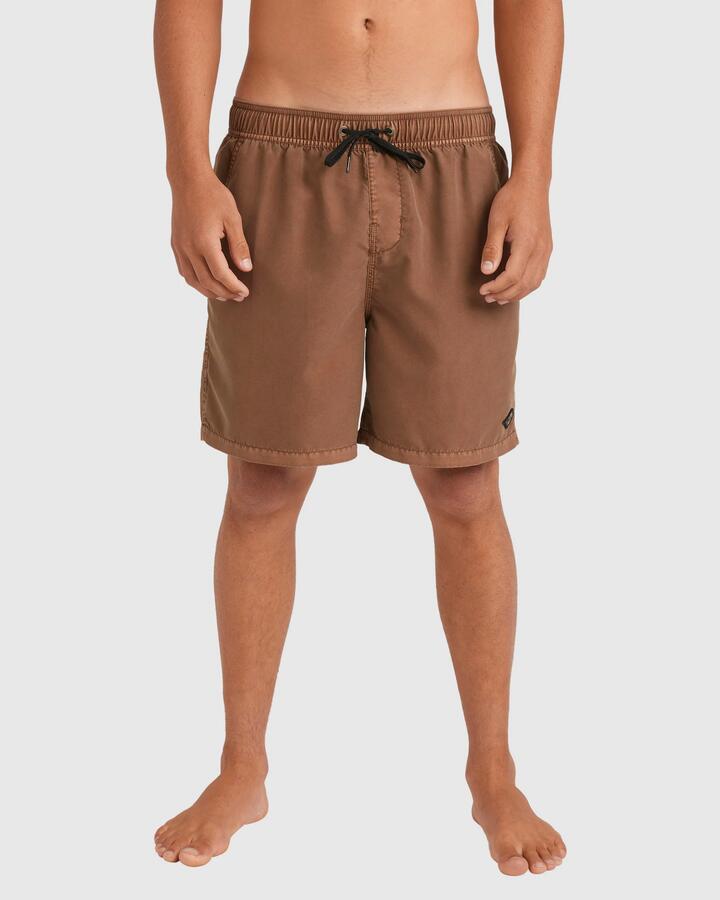 Image of Swimwear. Product name - Billabong Mens All Day Overdye Layback 17" Boardshorts Tobacco in Tobacco colour by brand - Billabong