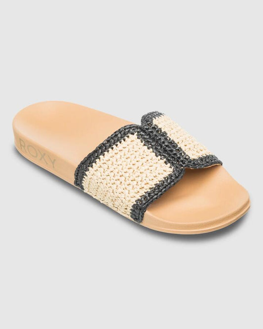 Image of Slippers. Productname: Roxy - Womens Slippy Country Slides - Black/Tan - in Black/Tan colour by brand - Roxy