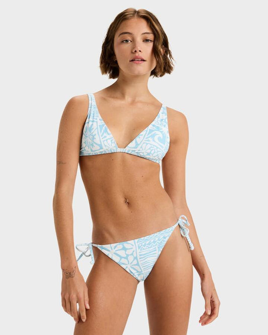 Image of Swimwear. Productname: Roxy - Womens Flowers Wave Bikini Bottom - Sky Blue Surfenirs - in Sky Blue Surfenirs colour by brand - Roxy