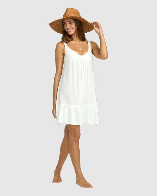 Image of Dresses. Productname: Billabong Womens Beach Vibes Cover-Up Mini Dress Salt Crystal - in Salt Crystal colour by brand - Billabong