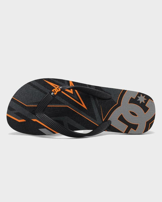 Image of Sandals. Productname: DC Shoes - Mens Spray Graffik Thongs - Grey/Black/Orange - in Grey/Black/Orange colour by brand - DC Shoes