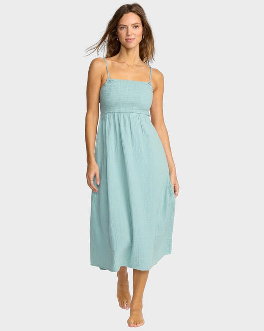 Image of Dresses. Productname: Billabong - Womens Off The Coast Midi Dress - Blue Fog - in Blue Fog colour by brand - Billabong