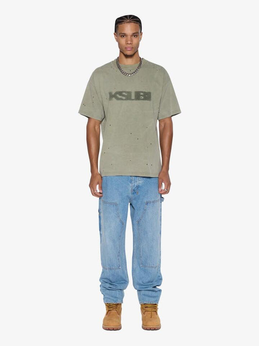 Image of a model wearing Pants. Productname: Ksubi Operator Pant in True Blue colour by brand - Ksubi