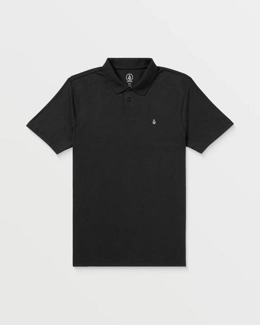 Image of a model wearing Shorts. Productname: Volcom Mens Middler Polo Short Sleeve Shirt Black - in Black colour by brand - Volcom