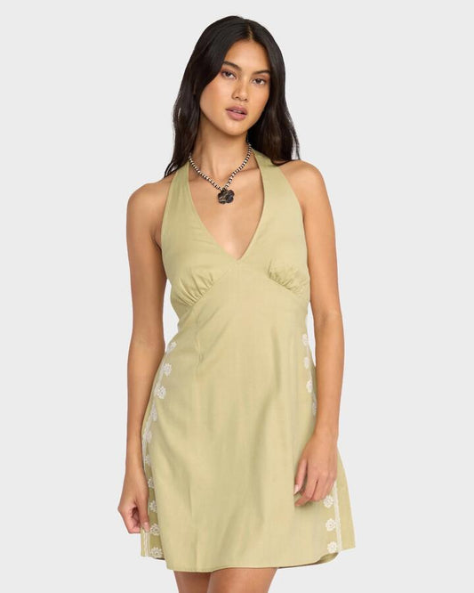 Image of Dresses. Productname: Billabong - Womens Sunny Sometimes Mini Dress - Light Olive - in Light Olive colour by brand - Billabong