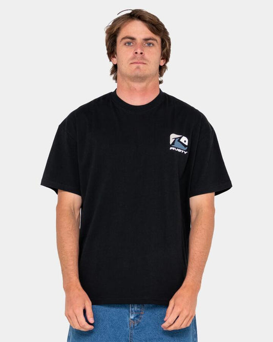 Image of T-Shirts. Productname: Rusty Mens Phenom T-Shirt Black 2 - in Black 2 colour by brand - Rusty