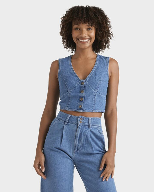 Image of Coats & Jackets. Product name - Billabong Womens Indigo Skies Vest Salt Washed in Salt Washed colour by brand - Billabong