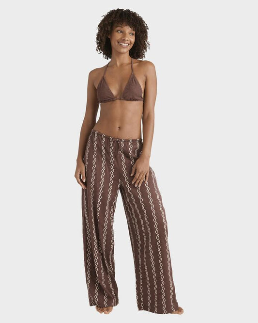 Image of a model wearing Pants. Productname: Billabong - Womens Another Wave Elastic Waist Pants - Espresso - in Espresso colour by brand - Billabong