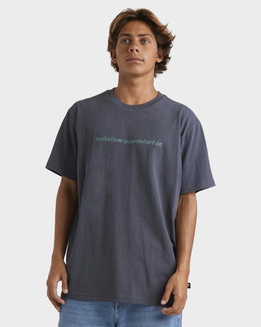 Image of a model wearing Pants. Product name - Quiksilver Mens Overall T-Shirt India Ink in India Ink colour by brand - Quiksilver