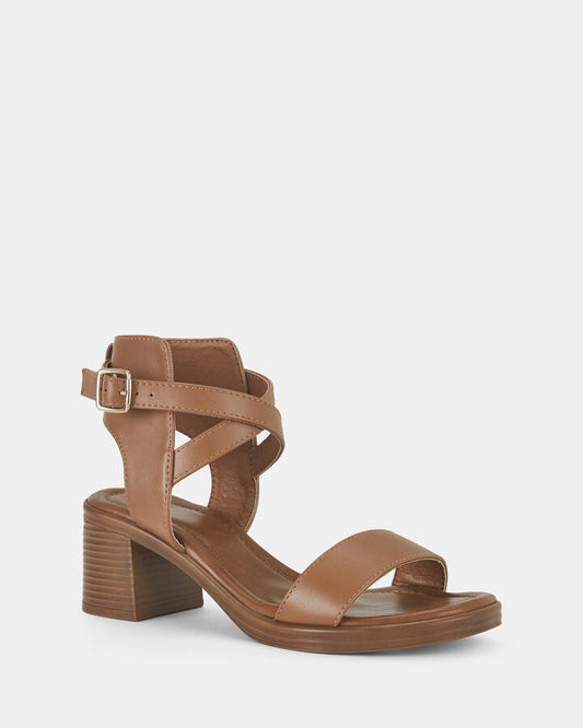 UNFORGETTABLE  CARAMEL Women's Strappy - Low Heel Novo Heels 08