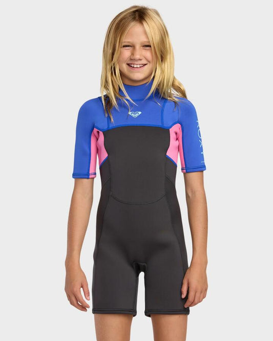 Image of a model wearing Tops. Productname: Roxy Girls 2-16 2/2 Prologue Springsuit Cobalt - in Cobalt colour by brand - Roxy