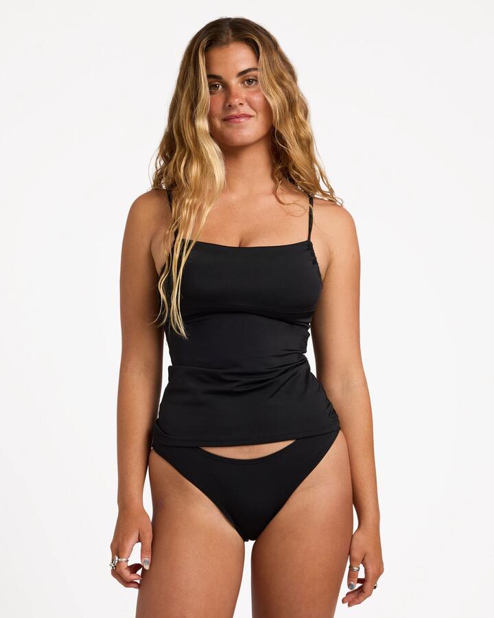 Image of Swimwear. Product name - Billabong Womens Sol Searcher D/Dd Tankini 2 Bikini Top Black Pebble in Black Pebble colour by brand - Billabong